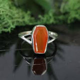 Sterling Silver Coffin Ring - Assorted Gemstone & Size