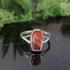 Sterling Silver Coffin Ring - Assorted Gemstone & Size