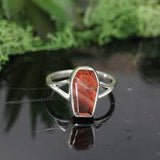 Sterling Silver Coffin Ring - Assorted Gemstone & Size