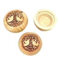Tree of Life Round Wooden Box (2.5"D)