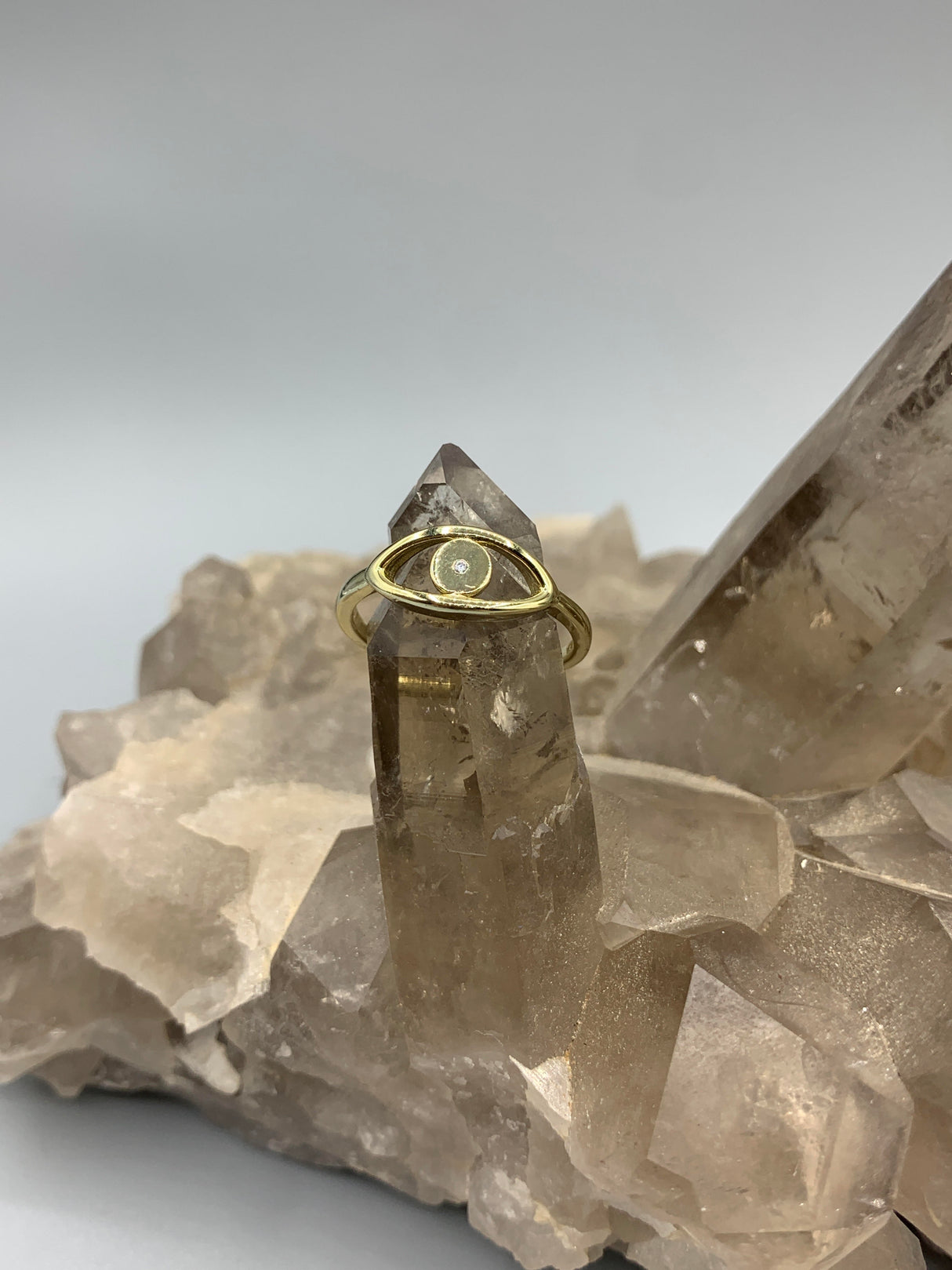 Sterling Gold Evil Eye Ring - Size 6