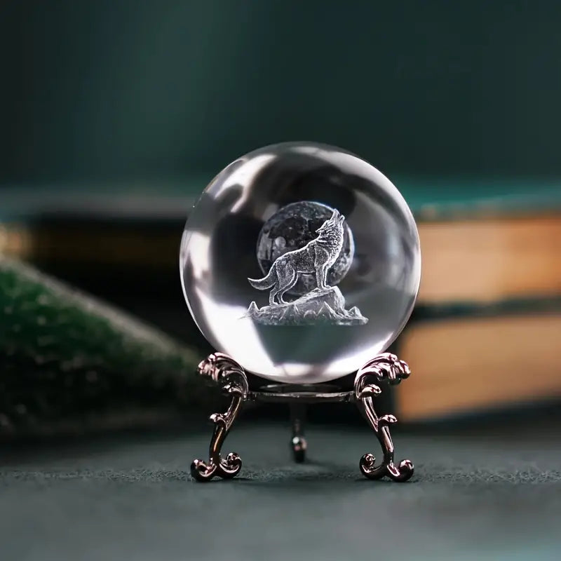 3D Crystal Ball - Howling Wolf