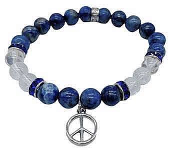 Lapis & Quartz Peace Sign Bracelet
