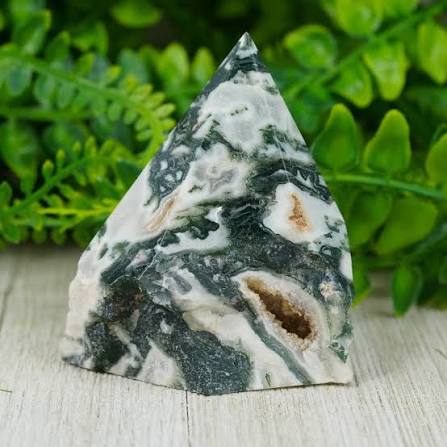 Moss Agate Polished Point (2-3")