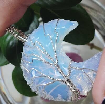Opalite Moon Wire-Wrapped Necklace