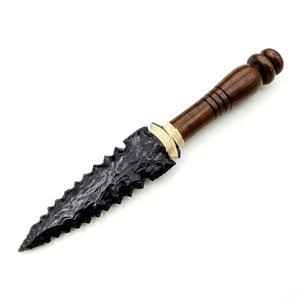 Black Obsidian Arrowhead Wooden Knife (5")