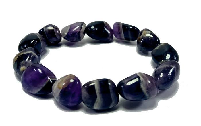 Chevron Amethyst Tumbled Bracelet