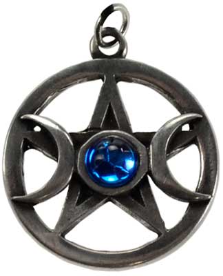 Triple Moon Pentacle Pewter - Amulet