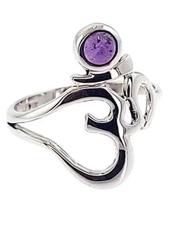 Sterling Silver Om Amethyst Ring