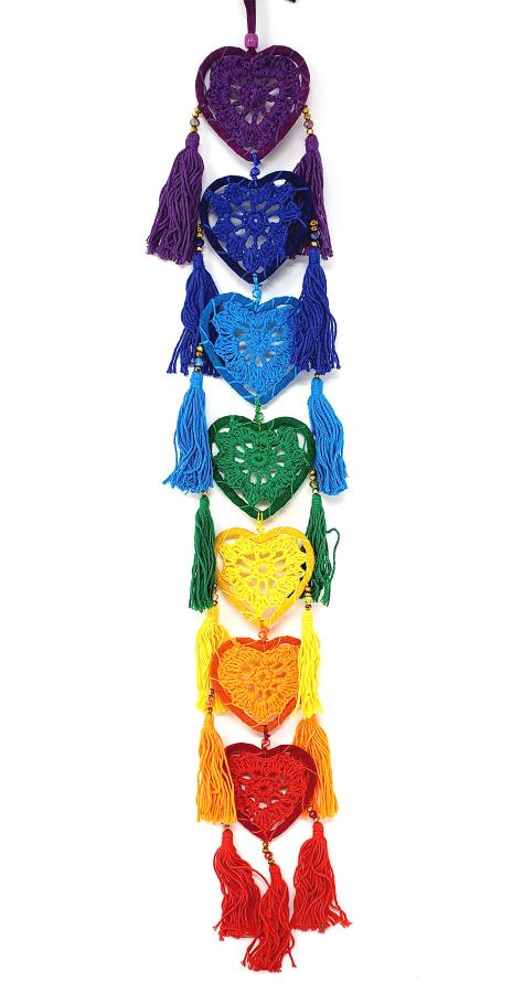 7 Chakra Hearts Dream Catcher (24"L)