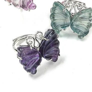 Stainless Steel Adjustable Gemstone Rings
