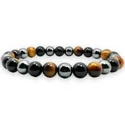 Tiger Eye, Hematite & Black Tourmaline Bracelet 8mm
